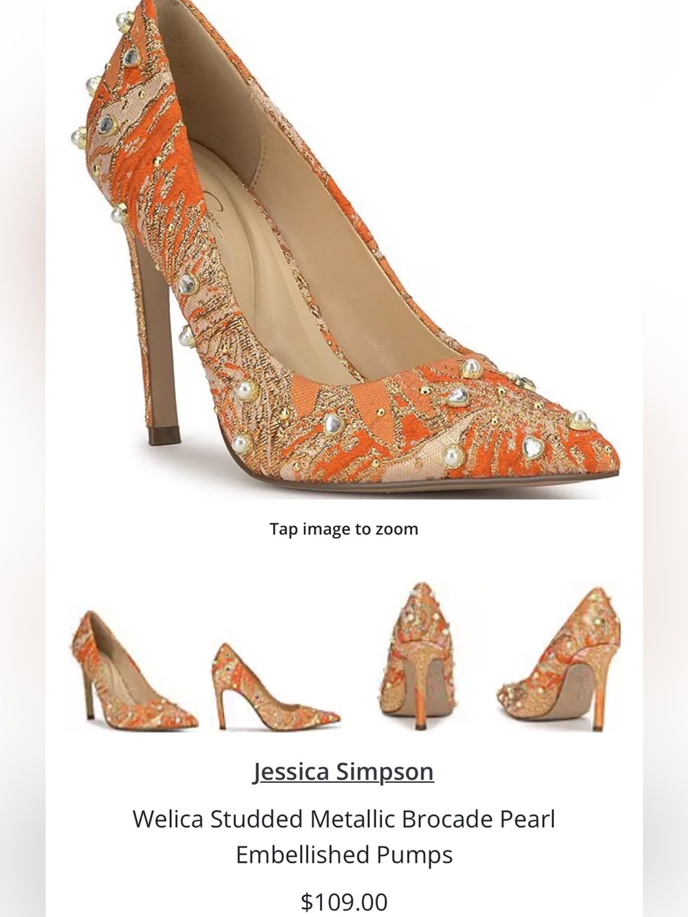 Jessica Simpson Welica Metallic Embroidered Embellished Pumps - Picture 6 of 8